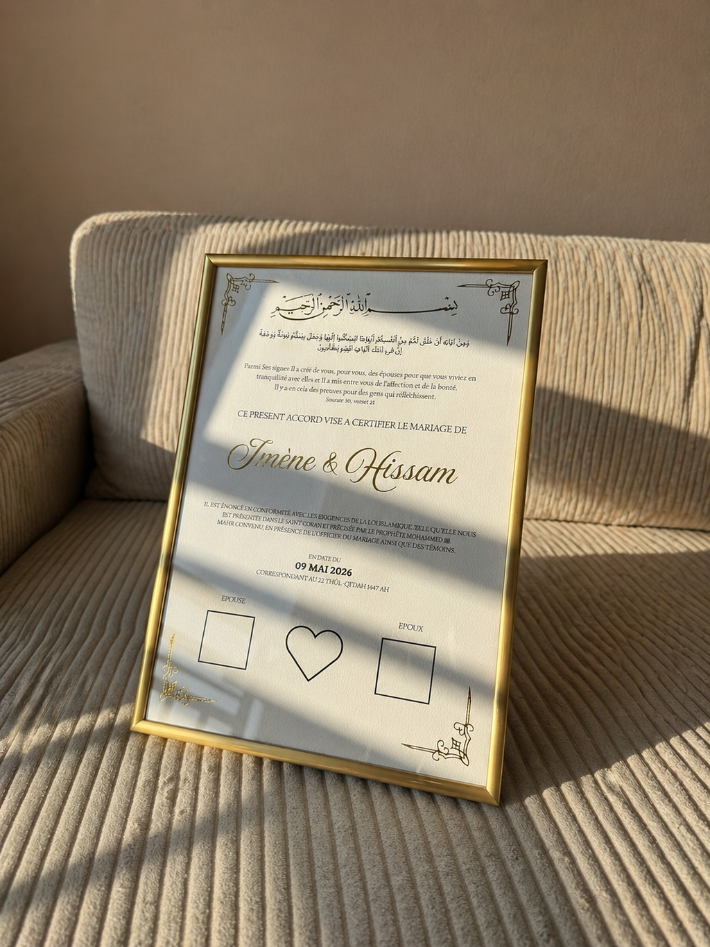 QADR - Certificat d'union avec empreintes